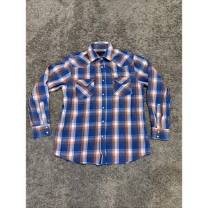Double Pump Shirt Men's Medim Pearl Snap Multicolor Check Western LS 100% Cotton